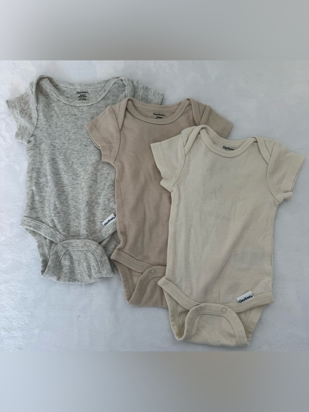 Gerber Neutral Heather Gray, Taupe, and Cream Baby One-Piece Bodysuits - 3-Pack
